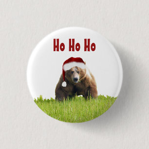 Badge Rond 2,50 Cm Ours gris du bouton w/Christmas