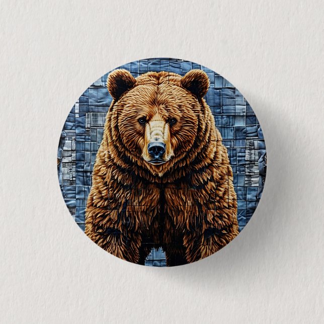 Badge Rond 2,50 Cm Ours grizzli (Devant)