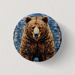 Badge Rond 2,50 Cm Ours grizzly