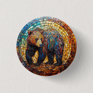 Badge Rond 2,50 Cm Ours Grizzly dans un design artistique