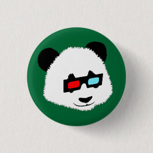 Badge Rond 2,50 Cm Ours panda avec les verres 3D