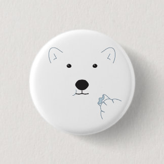 Badge Rond 2,50 Cm Ours polaire mangeant un marshmallow (bleu clair)