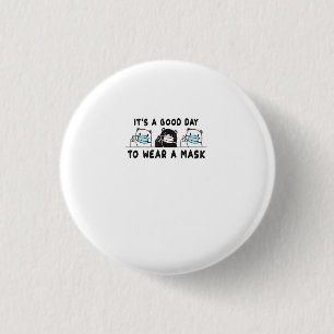 Badge Rond 2,50 Cm Ours Polaire Ours Noir Portant Visage Masque Migno