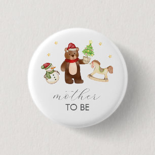 Badge Rond 2,50 Cm Ourson de neige pour future maman Baby Shower