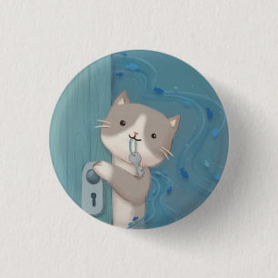 Badge Rond 2,50 Cm Ouvrir : Chat avec clé
