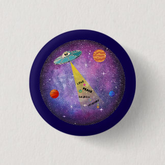 Badge Rond 2,50 Cm OVNI Alien vaisseau spatial étoiles