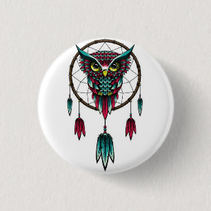 Badge Rond 2,50 Cm Owl dreamcatcher.