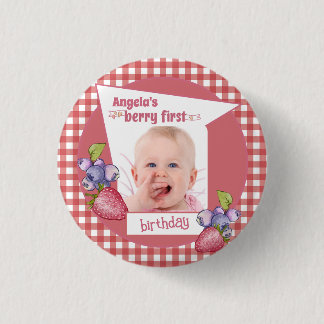 Badge Rond 2,50 Cm Paille - Berry premier anniversaire