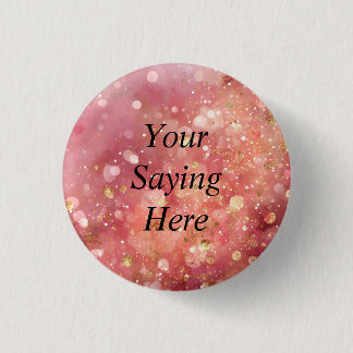 Badge Rond 2,50 Cm Pailleté rose et or