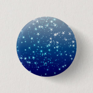 Badge Rond 2,50 Cm Paillettes de Noël Étoiles Ciel Bleu