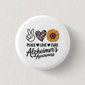 Badge Rond 2,50 Cm PAIX AMOUR GUÉRISON Sensibilisation à Alzheimer