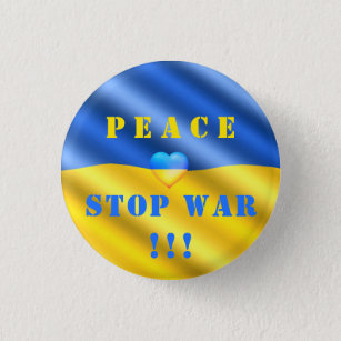 Badge Rond 2,50 Cm Paix - Arrêter la guerre en Ukraine - Drapeau du s