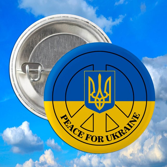 Badge Rond 2,50 Cm Paix pour l'Ukraine, drapeau ukrainien, Emblème (Créateur téléchargé)