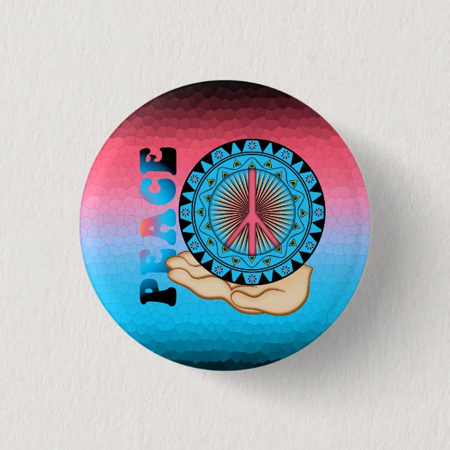 Badge Rond 2,50 Cm Paix ~ Soleil (Devant)