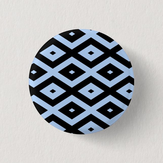 Badge Rond 2,50 Cm Pale blue and black diamond pattern (Devant)