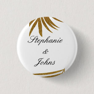 Badge Rond 2,50 Cm Palm Leaf Gold Parties scintillant Custom Couple N