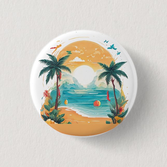 Badge Rond 2,50 Cm Palmier de Sun Beach (Devant)