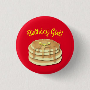 Badge Rond 2,50 Cm Pancake Anniversaire Fête Flapjack Cute Enfants