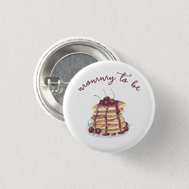 Badge Rond 2,50 Cm Pancakes Cerise Douce - Future Maman (Devant & derrière)