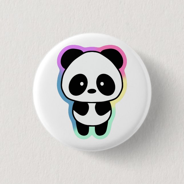 Badge Rond 2,50 Cm Panda bébé mignonne - Couleurs arc-en-ciel (Devant)