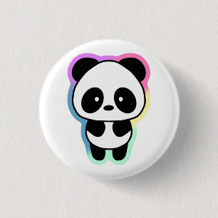 Badge Rond 2,50 Cm Panda bébé mignonne - Couleurs arc-en-ciel