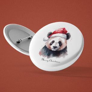 Badge Rond 2,50 Cm Panda de Noël Holly Jolly, personnalisé