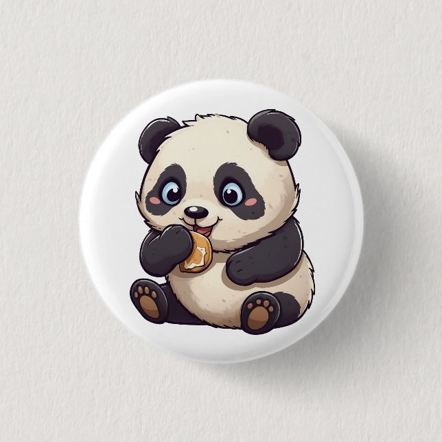 Badge Rond 2,50 Cm Panda mange un biscuit (Devant)