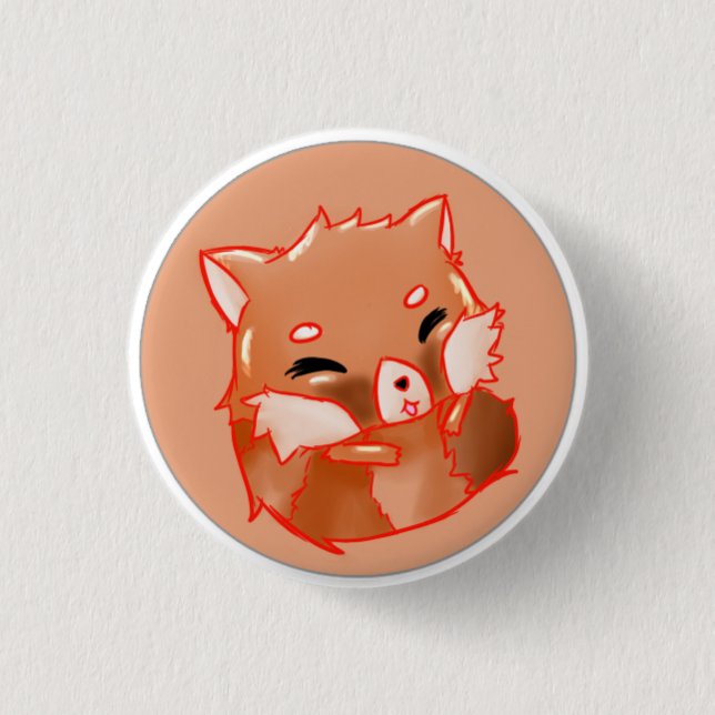 Badge Rond 2,50 Cm panda rouge (Devant)
