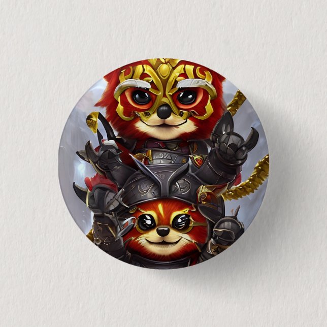Badge Rond 2,50 Cm panda rouge jumeau (Devant)