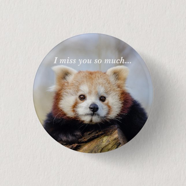 Badge Rond 2,50 Cm Panda Rouge Mignonne Vous Manque Tellement (Devant)