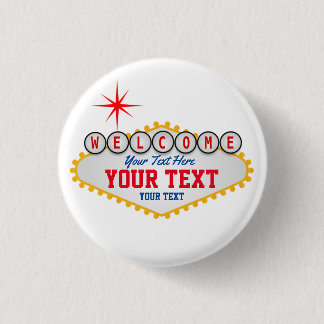 Badge Rond 2,50 Cm Panneau de bienvenue de Las Vegas Votre texte 