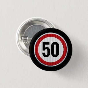 Badge Rond 2,50 Cm Panneau de limitation de vitesse pour 50e annivers