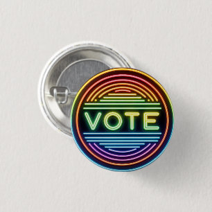 Badge Rond 2,50 Cm Panneau de vote Rainbow Neon