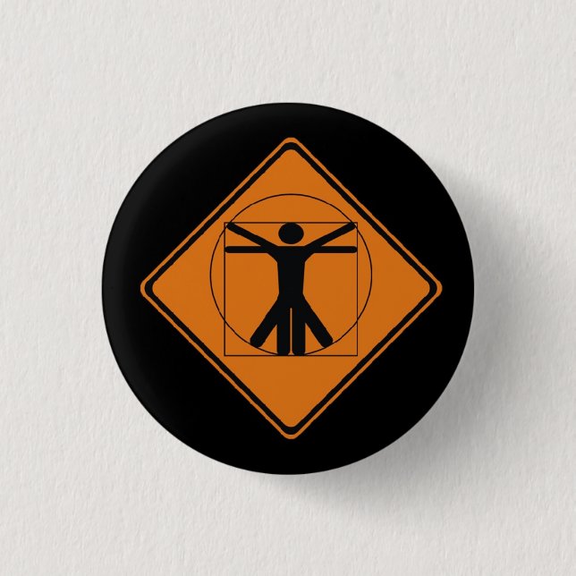 Badge Rond 2,50 Cm panneau routier vitruvian d'homme (Devant)