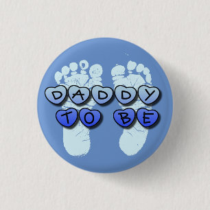 Badge Rond 2,50 Cm Papa à être bouton bleu de baby shower d'emprein