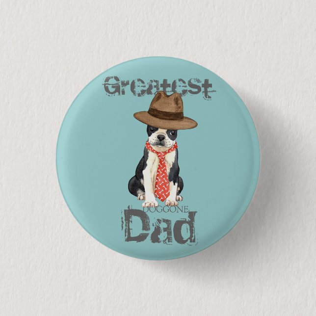 Badge Rond 2,50 Cm Papa Boston (Devant)