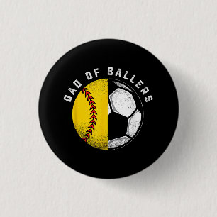 Badge Rond 2,50 Cm Papa de Ballers Père Fils Softball Joueur de footb