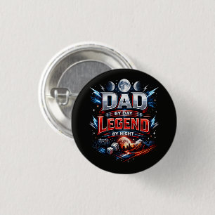 Badge Rond 2,50 Cm Papa le jour, légende la nuit - Papa joueur épique