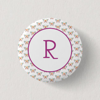 Badge Rond 2,50 Cm Papillon amusant avec initial