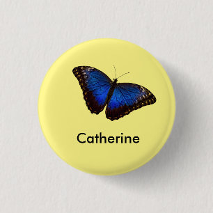 Badge Rond 2,50 Cm Papillon bleu de Morpho personnalisé