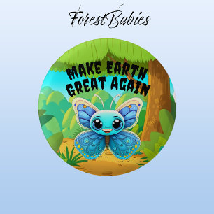 Badge Rond 2,50 Cm Papillon Bleu, Rendre la Terre grande, Faune