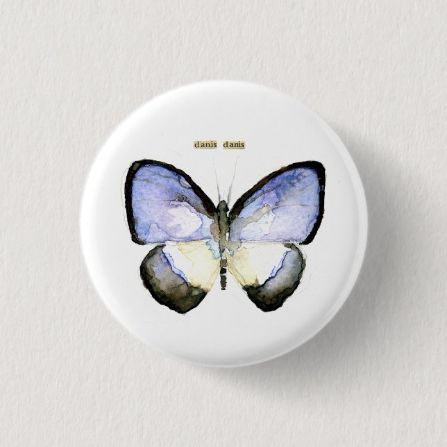 Badge Rond 2,50 Cm Papillon : Bleu Vert-Réuni (Devant)