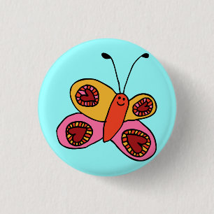 Badge Rond 2,50 Cm Papillon de dessin animé coloré mignon