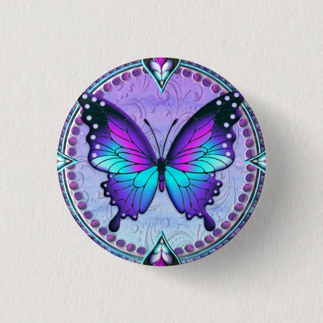 Badge Rond 2,50 Cm Papillon de sublimation avec Arrière - plan (Devant)
