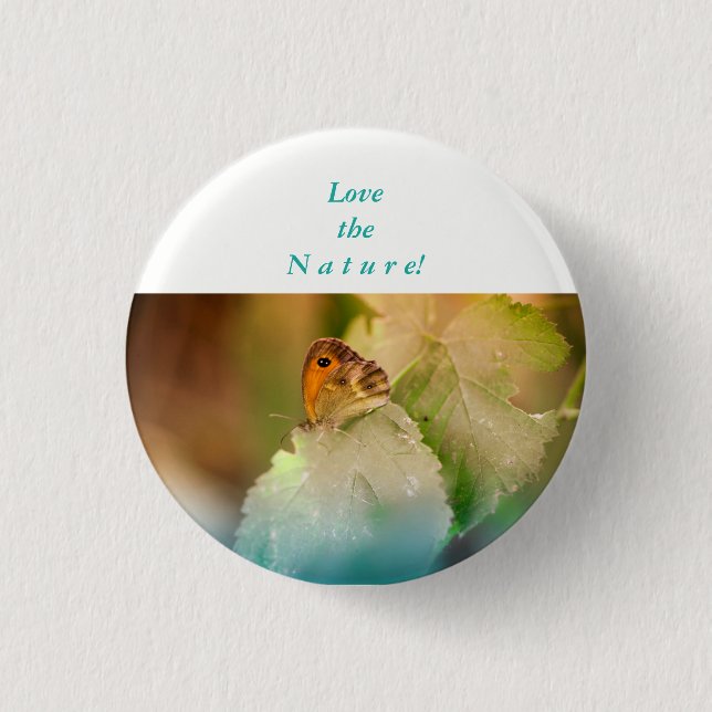 Badge Rond 2,50 Cm Papillon d'été sur une feuille (Devant)