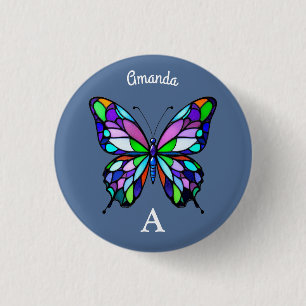 Badge Rond 2,50 Cm Papillon en verre tendu
