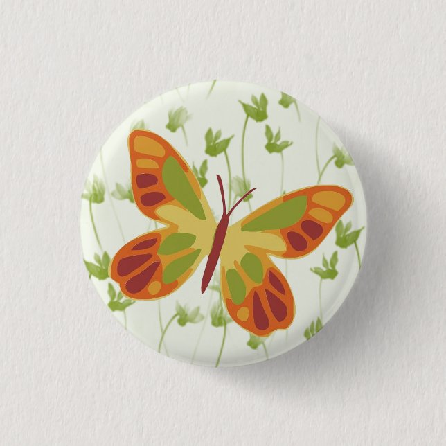 Badge Rond 2,50 Cm Papillon fugitif dans l'herbe (Devant)