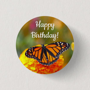 Badge Rond 2,50 Cm Papillon Monarque Orange Marigold Photo Anniversai