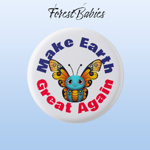 Badge Rond 2,50 Cm Papillon Monarque, Rendre La Terre Grande, Animal