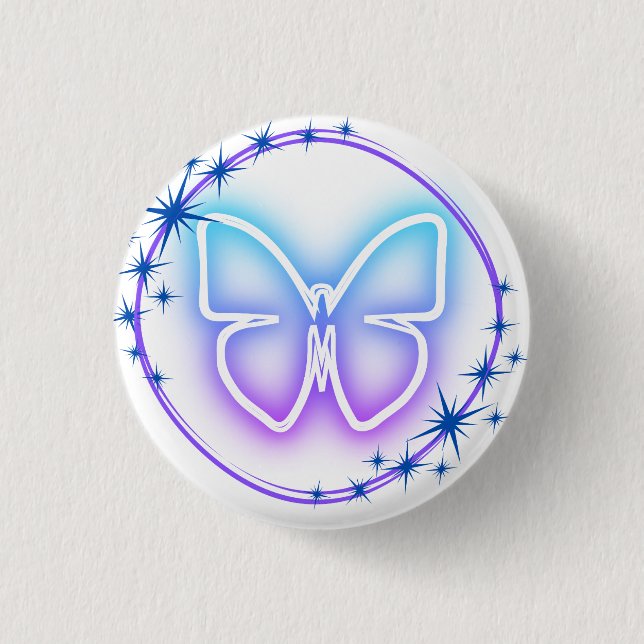 Badge Rond 2,50 Cm Papillon néon (Devant)